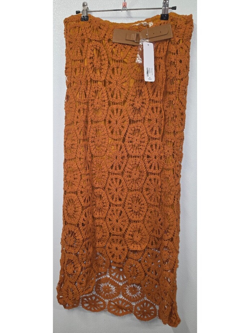 381. Soft Surroundings Semi Crochet Skirt Honey Ginger Boho Maxi Skirt NWT Med